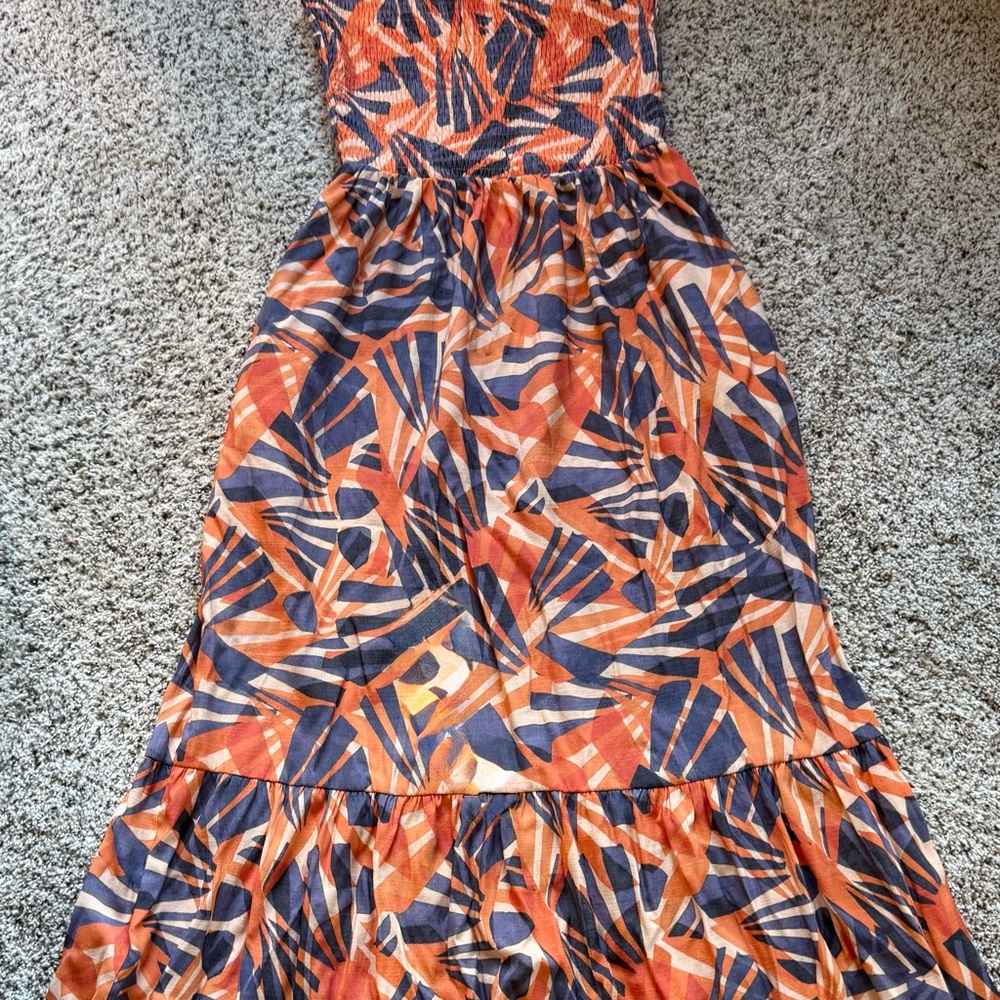 Nine West Orange and Blue Maxi Dress